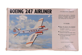 Model kit box art for Boeing 247 Airliner, showing assembled aircraft for Williams Bros 72-247