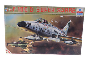 F-100 D Super Sabre model decals set, featuring multiple aircraft views for ESCI 9022