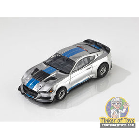 Silver and blue Shelby Mustang GT500KR slot car model for AFX/Racemasters 22099, front view