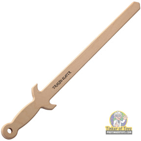 Wooden fantasy sword labeled "Dragon Slayer." for Magnum Rubber Band Guns 006DRGNSLYR