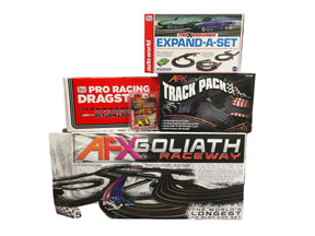 Assortment of slot car track sets and accessories for racing for Bargain 16 AFX Goliath mega lot