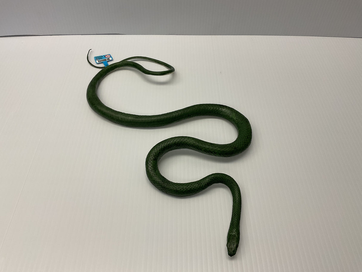 Green rat snake replica coiled on a white surface for Mamejo MAJ22210, front view