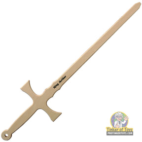 Wooden King Arthur sword toy, 31 inches long, for imaginative play for Magnum Rubber Band Guns 001KNGARTHR