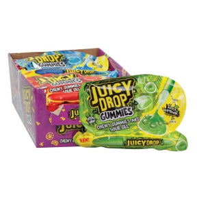 Box and bag of green, sour, chewy gummy candies for Nassau Candy 31363