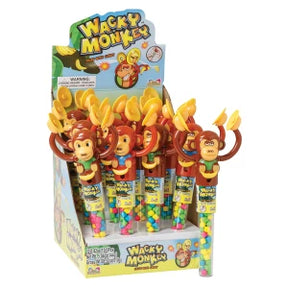 Candy sticks shaped like monkeys in a cardboard box for Nassau Candy 31966