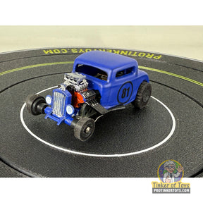 Blue 32 Coupe Hot Rod toy car with "81" on the side for Extreme 3D Customs Extreme 3D Customs, front view
