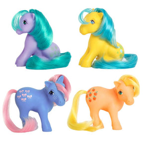 Assortment of vintage My Little Pony toys in various colors and poses for Schylling 35230