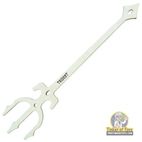 White plastic trident spear toy, 36 inches long, for water play for Magnum Rubber Band Guns 033TRDNT