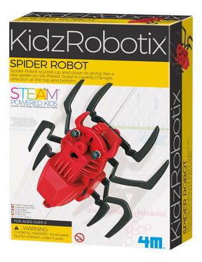 Red toy robot spider toy box with black and white background design for Toysmith 3680WM