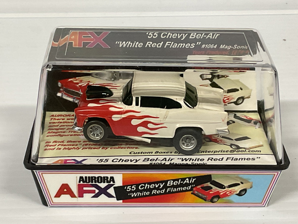 Aurora AFX 1955 Chevy Bel-Air "White Red Flames" Mag-Sonic  | 1064 | Aurora - AFX
