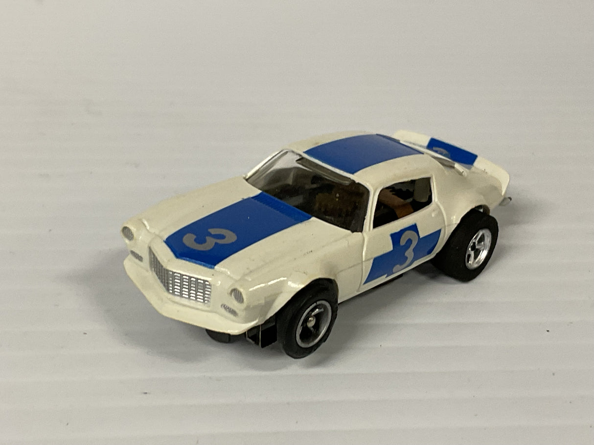 Aurora AFX non-magnatraction Trans Am Camero white/Blue #3  | 1756 | Aurora - AFX