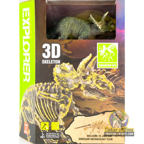 Diorama kit showing a 3D skeleton excavation of a Triceratops dinosaur for King Me World IMX49021