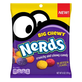 Purple candy bag with large eyes, labeled "Big Chewy Nerds." for Nassau Candy 40893