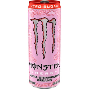 Pink energy drink can with strawberry design, zero sugar for Coca-Cola 412031