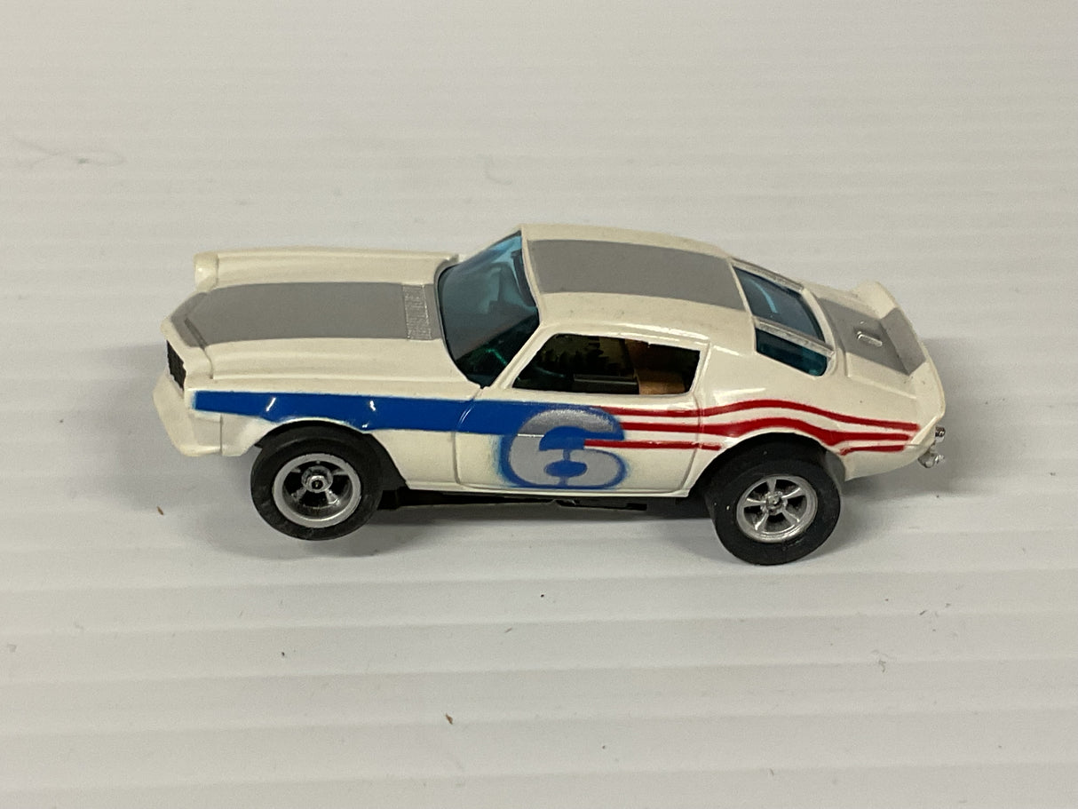 Aurora AFX non-magnatraction Trans Am Camero white/red/blue/silver #6  | 1756| Aurora - AFX