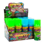 Assortment of colorful, flavored candy spray cans in a display box for Nassau Candy 46873
