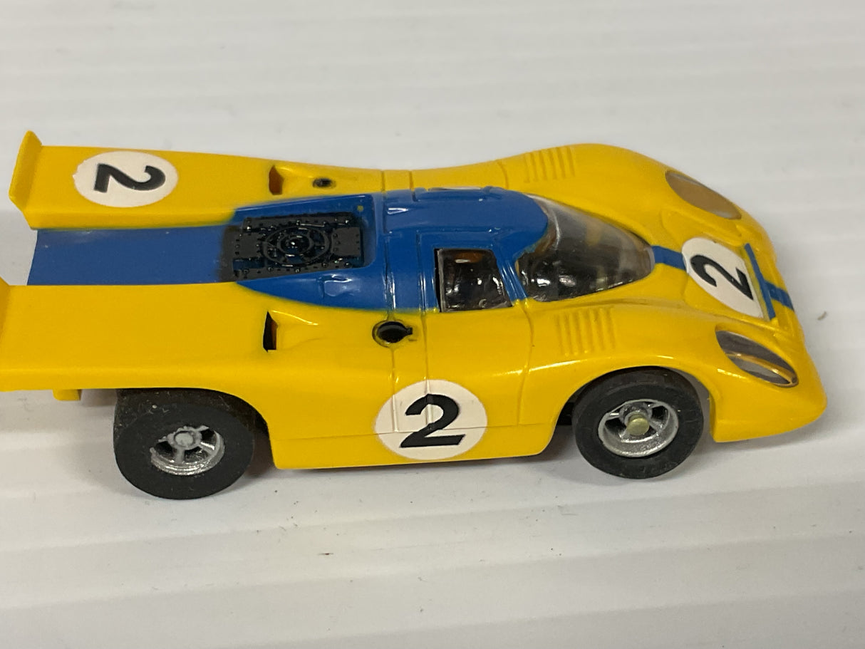 Aurora AFX magnatraction Lighted  Porsche 917 Yellow/Blue #2  | 1973 | Aurora - AFX