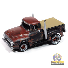 Rusted 1956 Ford F100 pickup truck toy model for Auto World SC413