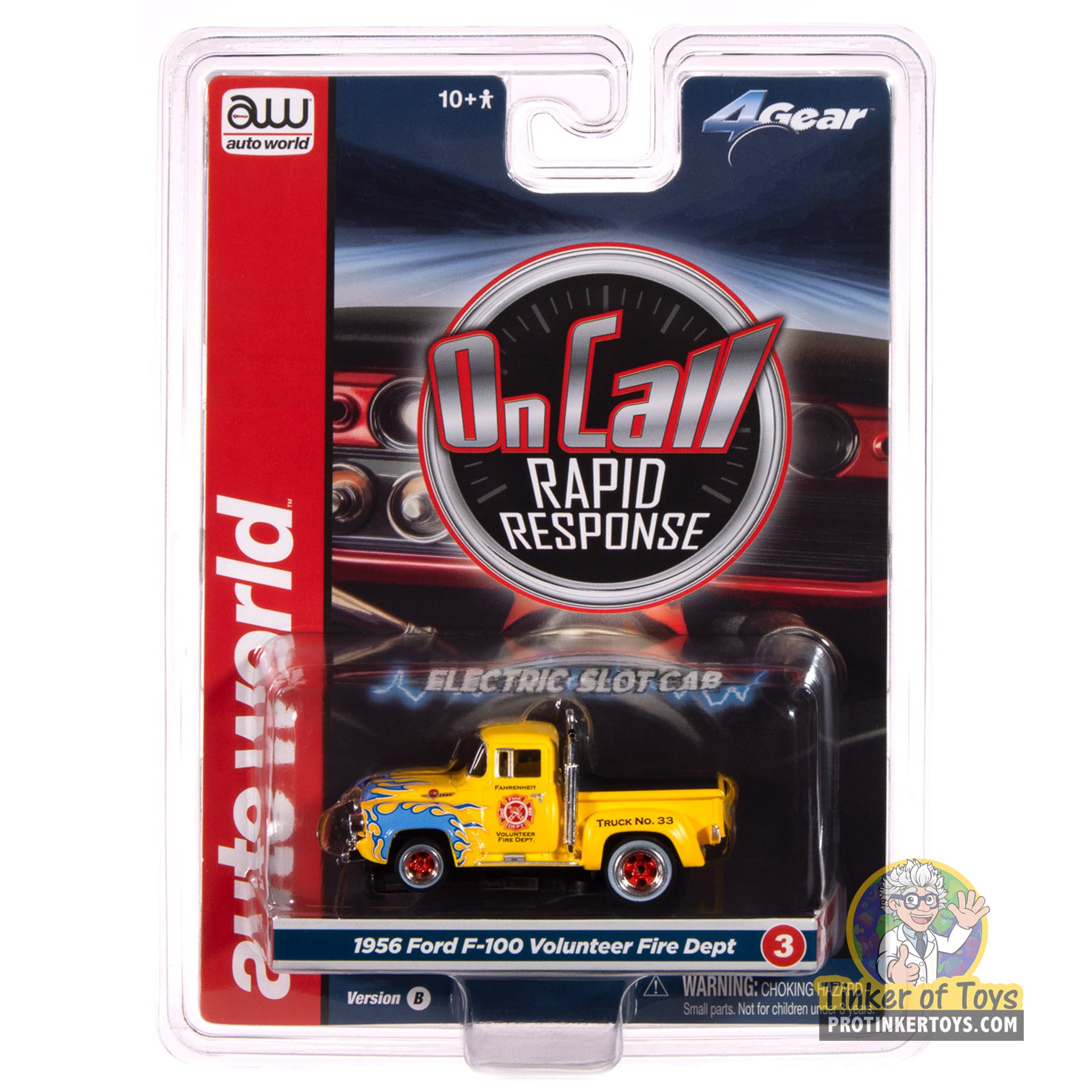 4Gear 1956 Ford F100 Volunteer Fire Dept (Yellow w/ Blue Flames