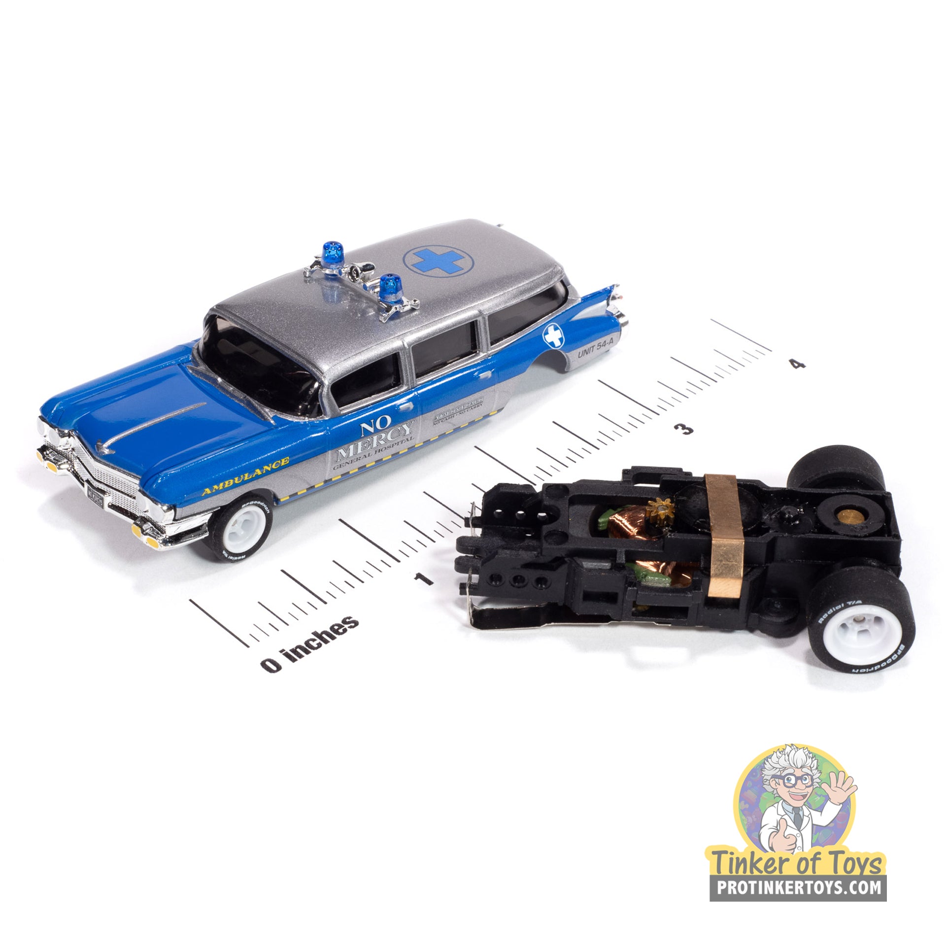 4Gear 1959 Cadillac Ambulance (Silver & Blue) 4B | SC414 | Auto