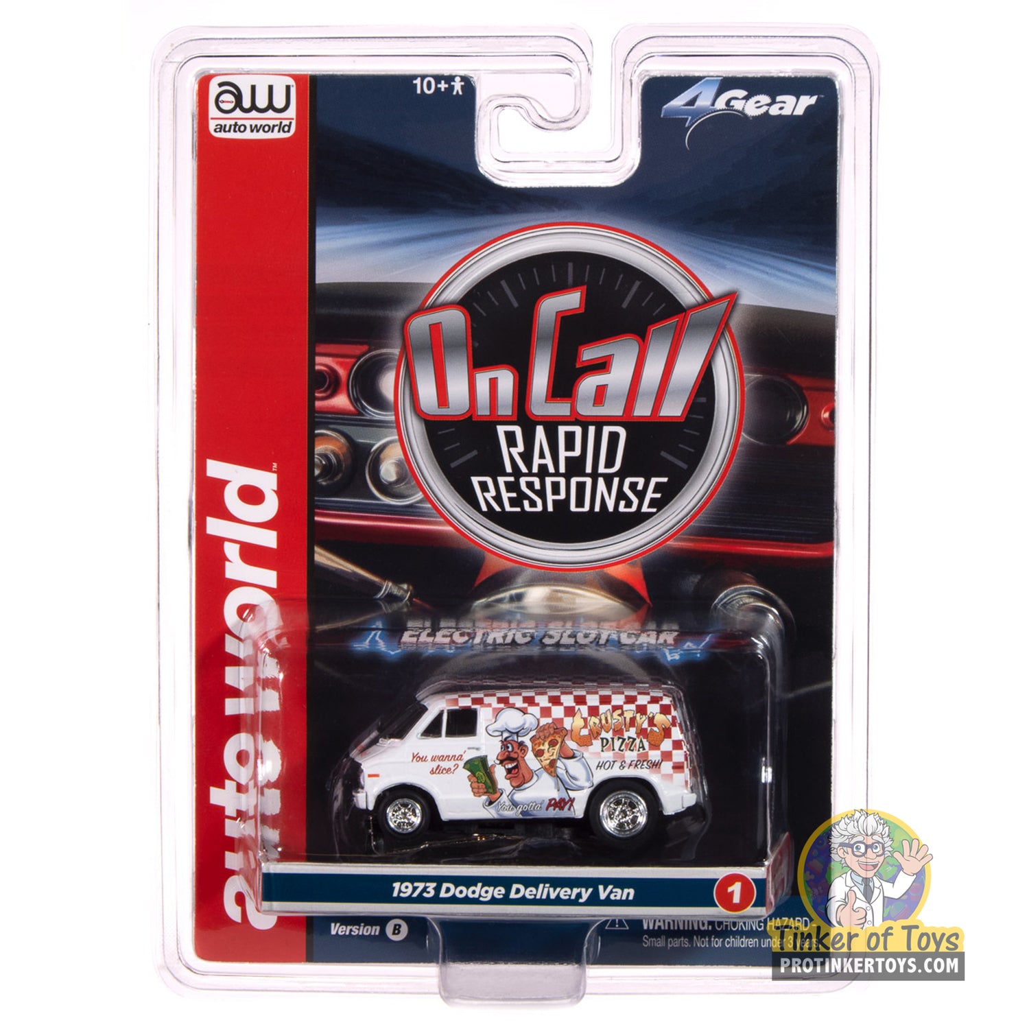 4Gear 1973 Dodge Delivery Van (White Body w/ Red Checkers) 1B | SC414 | Auto World