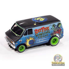 Black and blue Rat Fink bowling team van toy car for Auto World SC418