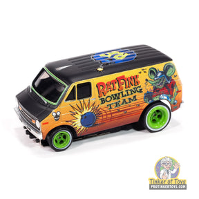 Black and yellow Rat Fink bowling team van toy car for Auto World SC418