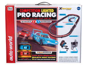 Slot car racing set with lighted track and vehicles for thrilling action for Auto World SRS347