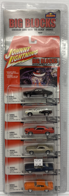 Set of six die-cast toy cars in clear blister packaging for Johnny Lightning 541-02