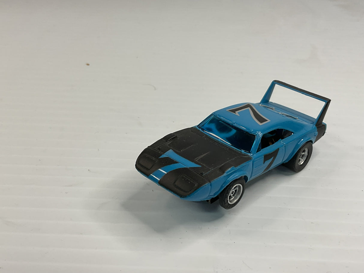 Aurora AFX magnatraction Dodge Charger Blue/Black #7   | 1900 | Aurora - AFX