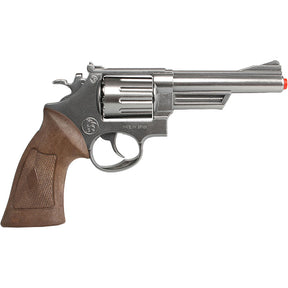 Silver revolver with brown grip, displayed against a white background for Gonher 6067/0