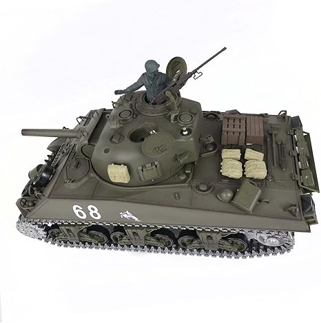7.0 Upgraded M4A3 Sherman RTR RC Tank Metal Tracks 1/18 Scale