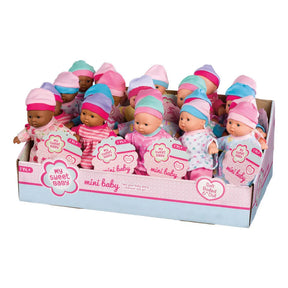 Assorted mini baby dolls in a display box for Toysmith 65514