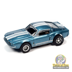 Metallic blue 1/64 scale Shelby GT-500 slot car for Auto World CP8046