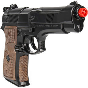 Black replica 8-shot cap gun with brown grip for Gonher 39/6