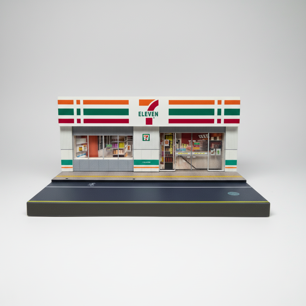 Light-Up 7-Eleven Storefront Diorama Scene For 1:64 Diecast