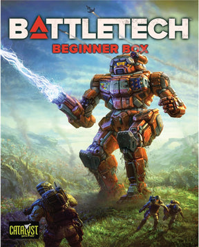 BattleMech warrior fires energy weapon in a lush, outdoor battlefield setting for BattleTech 35020M