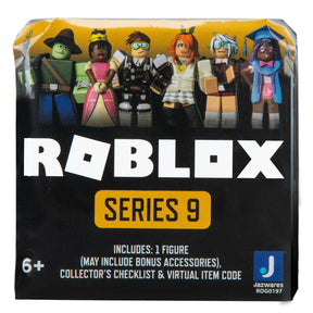 Roblox Series 9 action figure packaging featuring diverse character designs for 39685