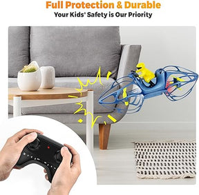 Remote control hover bike drone with yellow figure on a couch for IMEX MIC1315/2314, front view