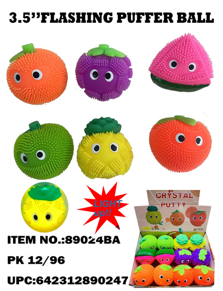 Flashing Puffer Assorted Fruit Ball 6 Styles Mixed | 89024BA | Best Value Products
