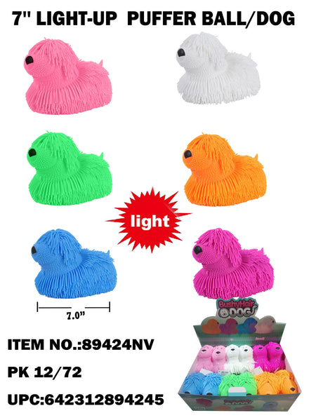 7" Light Up Thick Hair Puffer Dog | 89424 | Best Value Products