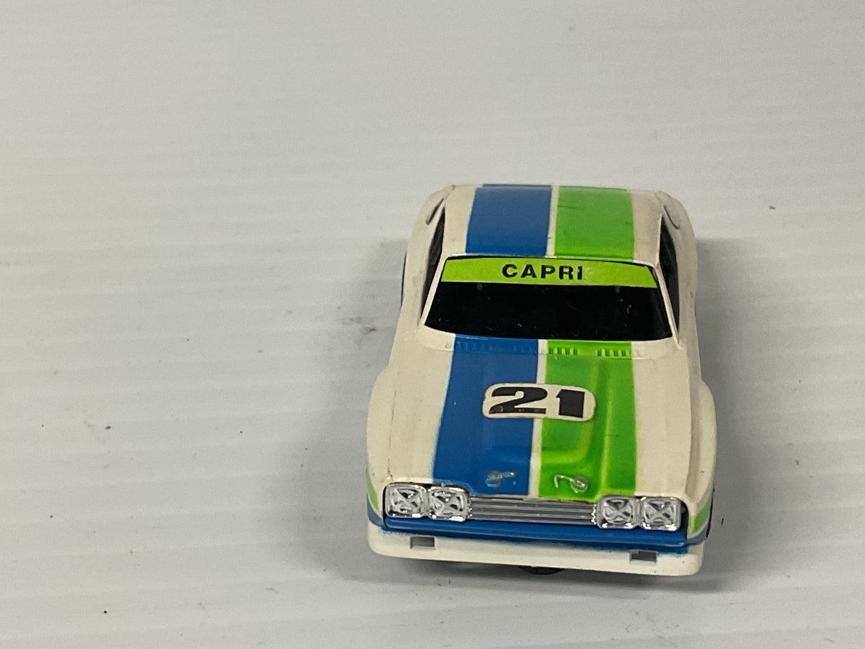 Aurora AFX G-plus Capri Funny Car White/Blue/green #21 Paper Stickers  | 1951 | Aurora - AFX