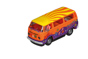 Orange and yellow VW bus toy with peace and love graphics for Carrera 20027759
