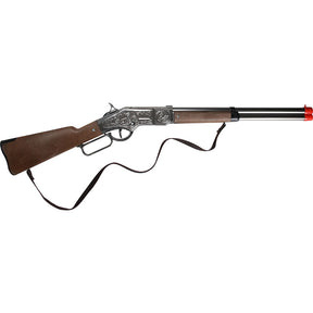 Winchester style lever action rifle with brown stock and black sling for Gonher 93/0