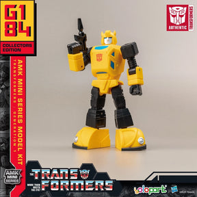 Yellow robot action figure kit, Bumblebee style, ready for assembly for Yolopark YPAMKG1BB, front view