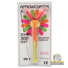 Toy flyer with colorful, spring-like design for launching for Magnum Rubber Band Guns ARRSGL