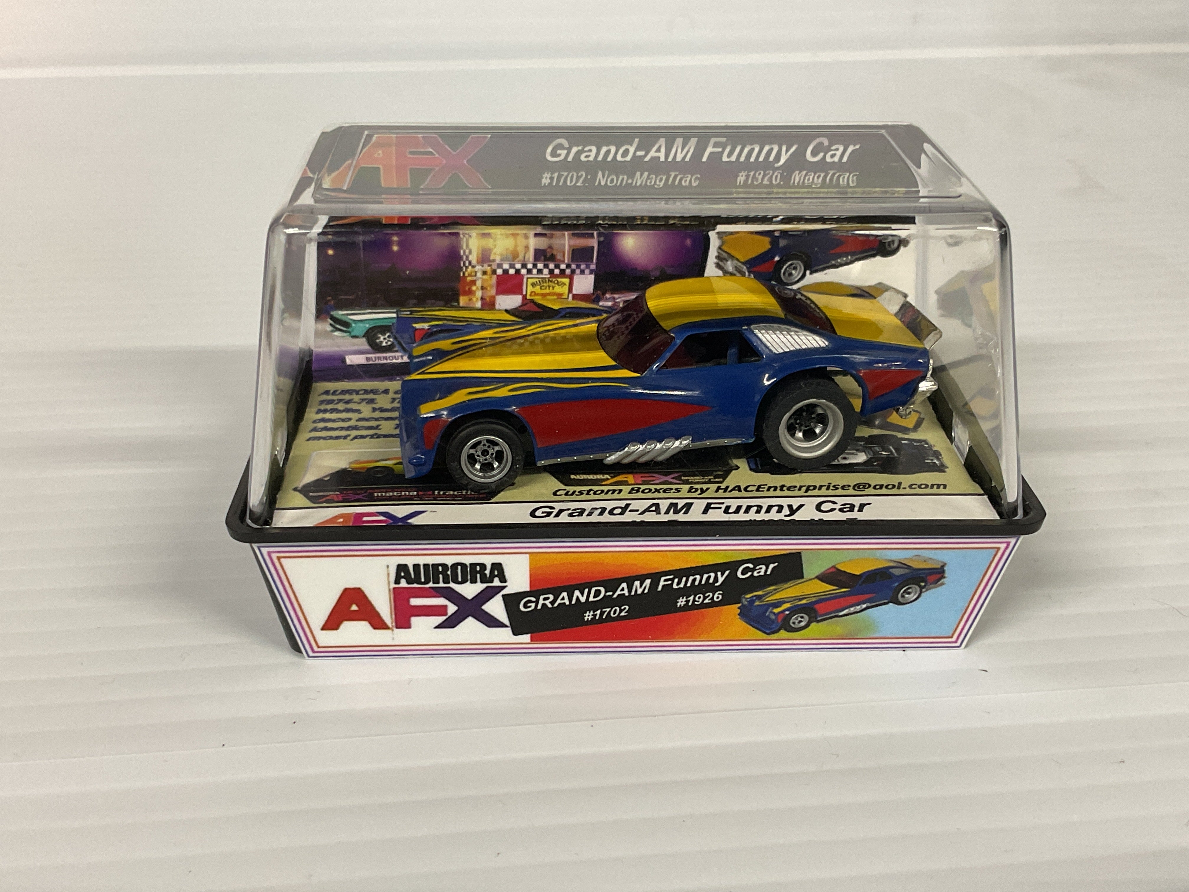 Aurora AFX Grand-Am Funny Car non-Mag Trac Blue/Yellow | 1702