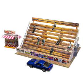 Model kit with bleachers and hot dog stand, featuring miniature figures for Innovative Hobby Supply BK4802