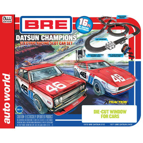 Datsun race car slot car set with track and accessories for Auto World SRS353R