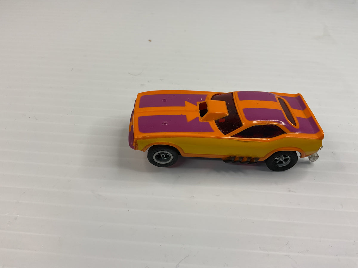 Aurora AFX non-magnatraction Plymouth "Cuda" Funny Car Orange/Purple/Yellow | 1769 | Aurora - AFX